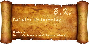 Balaicz Krisztofer névjegykártya